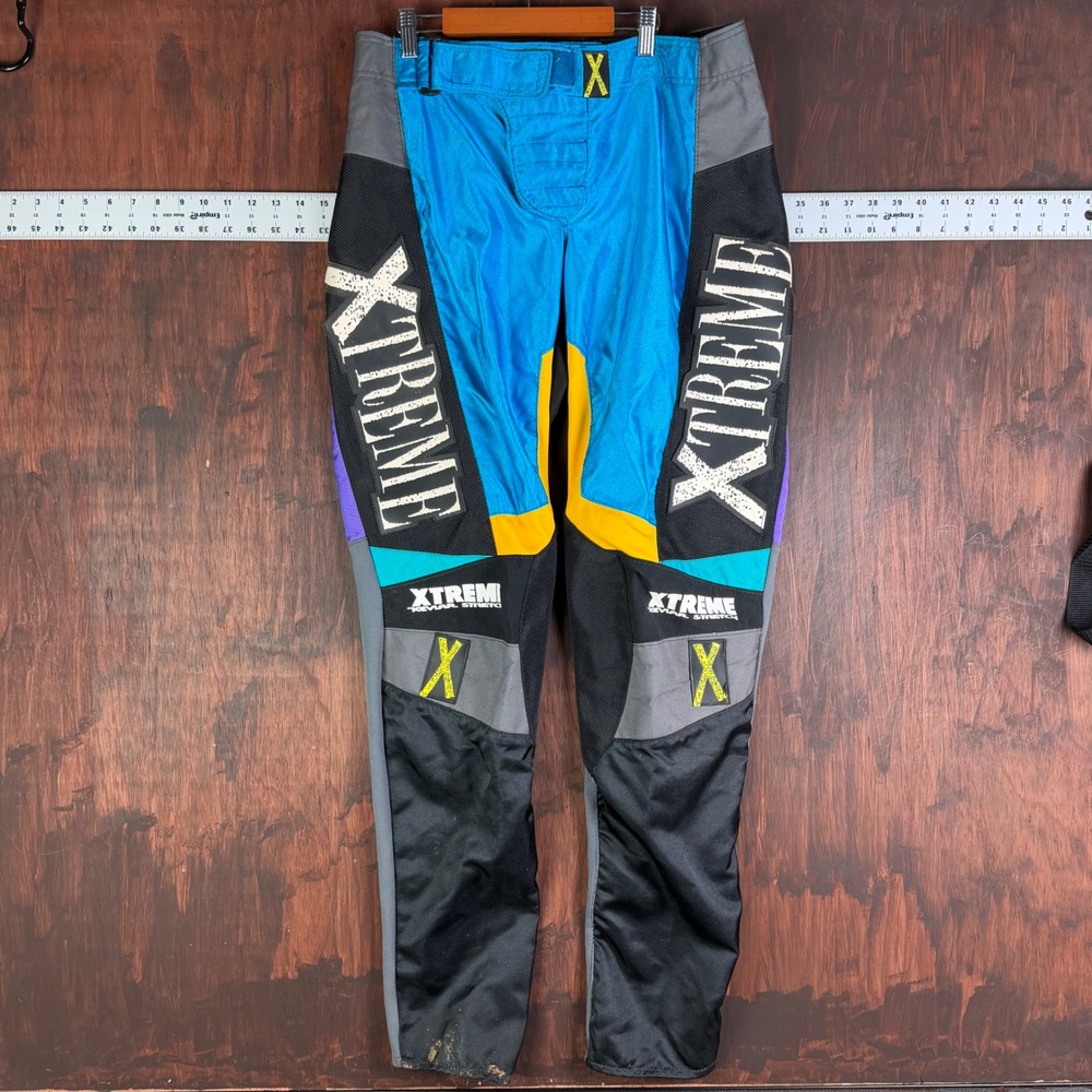 Xtreme Kevlar Stretch Motocross Racing Pants Mens Large Blue Purple USA Vintage